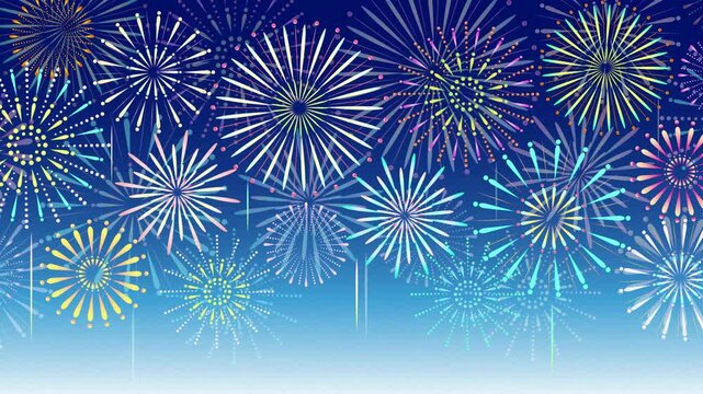 Colorful fireworks display in night sky 4K