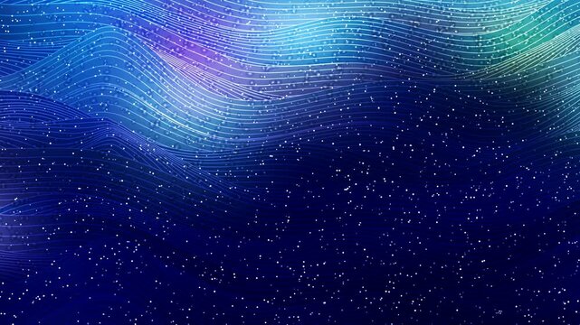 Abstract Flowing Digital Waves and Stars 4K
