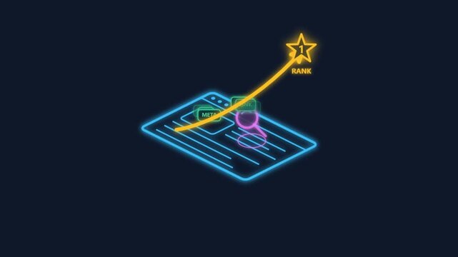 Isometric Neon SEO Optimization Motion Graphics Animation for Website Ranking