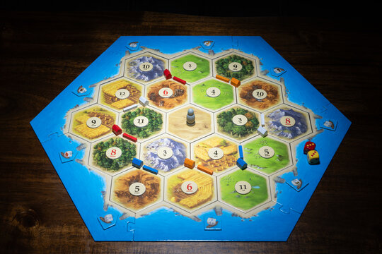 The Settlers of Catan Board Set Up for Play