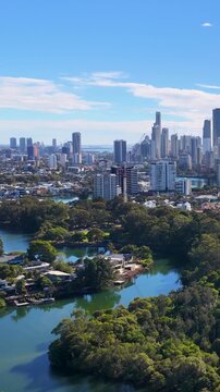 Aerial View of Surfers Paradise Skyline and Nerang River