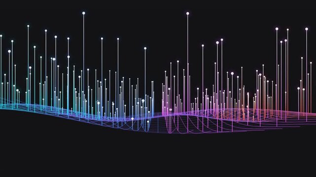 Colorful futuristic light spikes and waves pattern