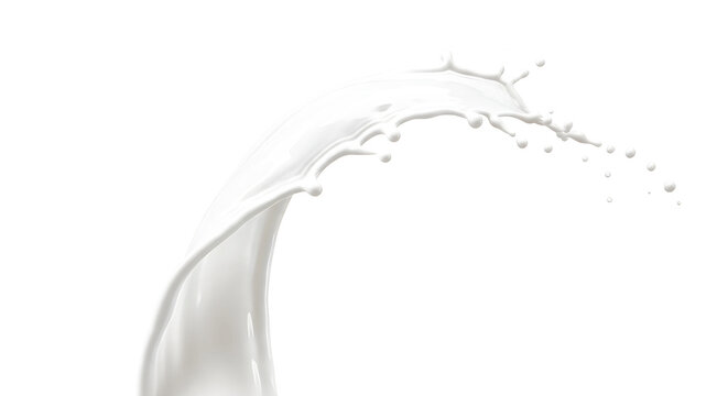 Milk splash isolated on white background. Dynamic liquid wave for food and drink design.