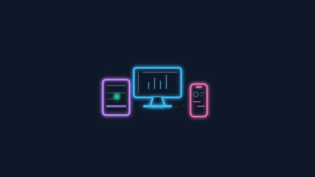 Neon Cross Platform Device Data Synchronization Motion Graphic Animation Loop