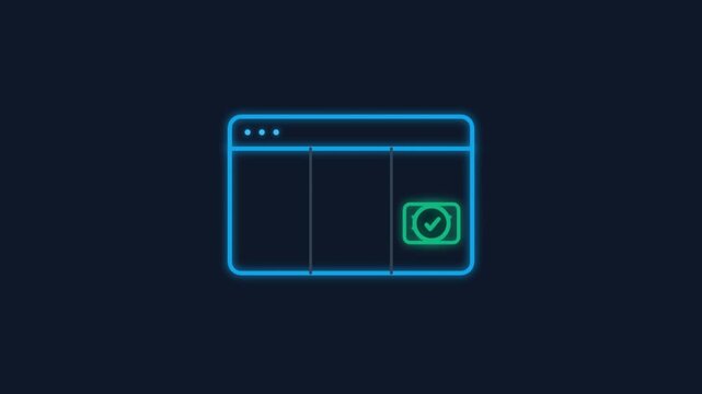 Neon Line Art Kanban Board Animation Moving Task Card to Completed Done Status