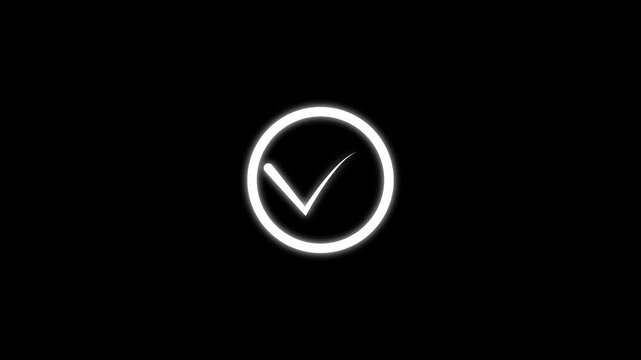 Hand-Drawn tik Mark Animation on Black Background Animated OK Check Mark Icon Checkbox or Tick Doodle Animation. red check mark