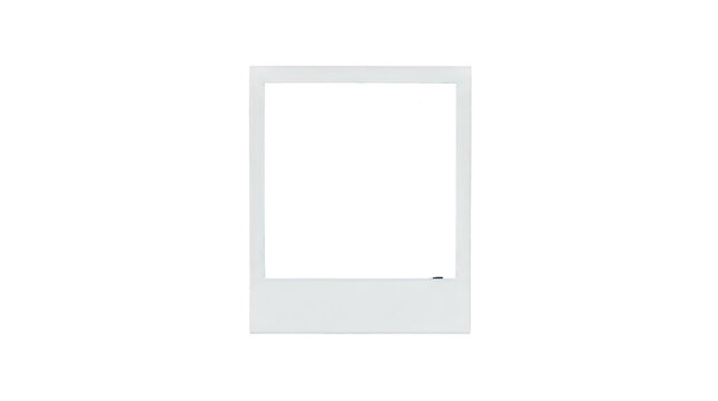 Instant photo frame, blank white square film border, vintage photography template, classic retro paper mount for creative display and memory projects isolated on Transparent Background