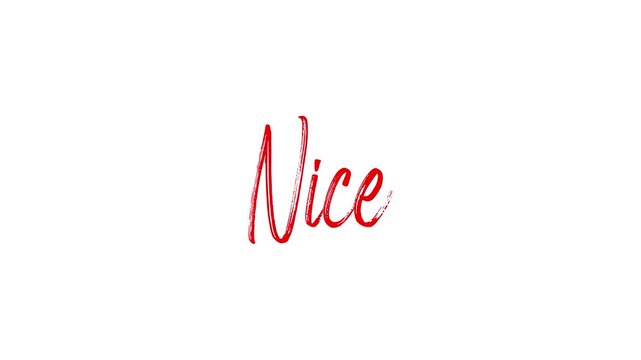 Nice glowing text animation. Glowing sign Nice on black background. sign Nice icon on transparent .