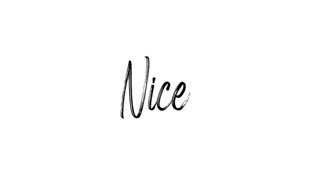Nice glowing text animation. Glowing sign Nice on black background. sign Nice icon on transparent .