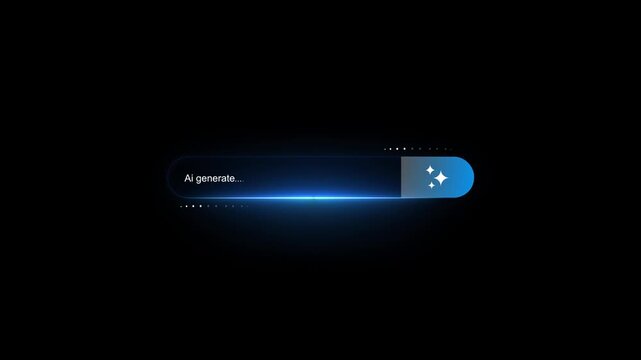 Ai generate prompt interface with glowing command input for generative artificial intelligence assistant and intelligent content creation workflow
