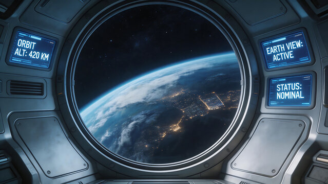 Spacecraft interior view of Earth