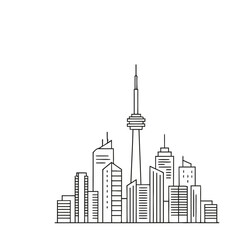 Obraz premium Cityscape with Tall Tower and Buildings