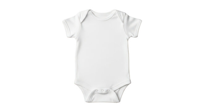 Plain white baby bodysuit for newborn clothing design isolated on transparent background