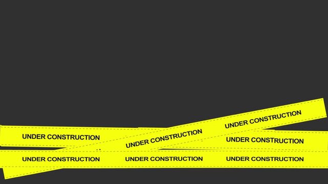 Under construction glitch icon animated on a black background. Industrial Danger Triangle Alert - Flashing Warning. 4k video