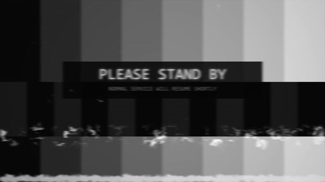 Please Stand By Greyscale Test Pattern Vertical Hold Roll Black White Retro Broadcast Motion Graphic Loop