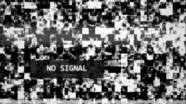No Signal Old TV Black White Static Snow Bouncing Plate Analog Interference Motion Graphic Loop