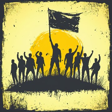 Juneteenth celebration. People holding flag.