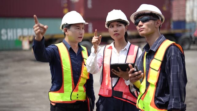 Container yard inspection supports safe cargo transportation and warehouse productivity. Logistics operations, freight services and global trade.