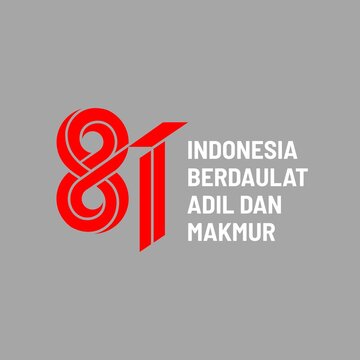 81st Anniversary of Indonesia Independence logo with red ribbon design on gray background.