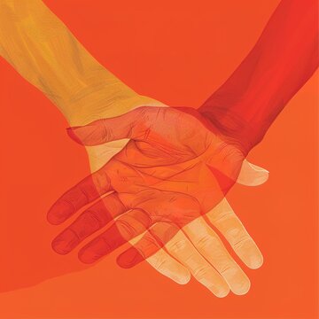 Holding hands together. Diverse people joining hands.
