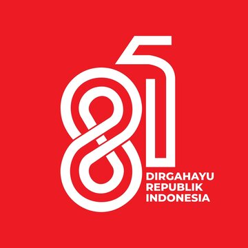 81st Anniversary of Indonesia Independence logo with white ribbon numeral on red background.