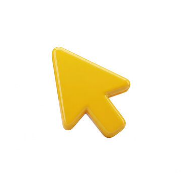 Yellow 3d mouse cursor arrow icon isolated on transparent background