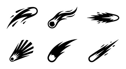 Meteor Icons, Comet Symbols, Space Objects, Celestial Bodies, Cosmic Events, Vector Graphics © Anik