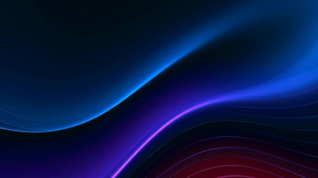 Abstract neon wave background with glowing blue, purple and orange curves on a dark backdrop, creating a futuristic design for technology, energy and digital motion.