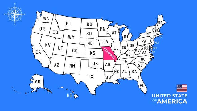 Missouri State, USA, vector map isolated on United states map.
