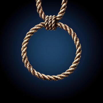Rope noose knot. Tied cord loop.