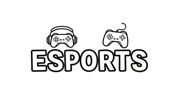 Esports logo with gaming headset controller.
