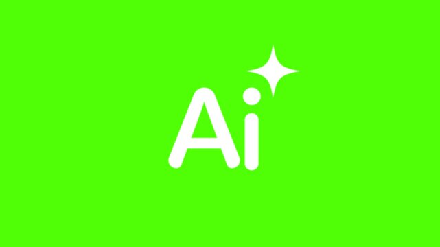 4K AI Logo Animation on Green Screen, Artificial Intelligence Motion Graphics Loop