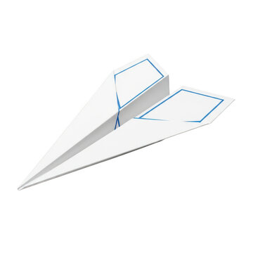 Modern paper airplane with blue and white design