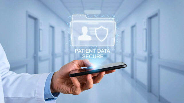 Modern Medical Data Protection Concept with Secure Patient Records on a Smartphone Hologram