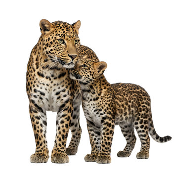 Mother Leopard and Cub Isolated PNG