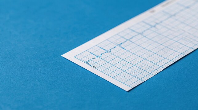 Close-up view of an electrocardiogram tracing on graph paper, representing heart health monitoring and medical data