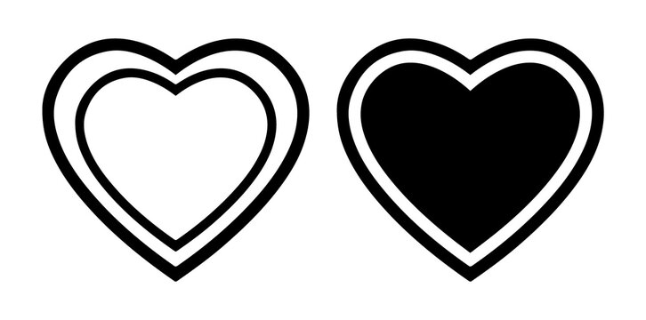 double heart love icon with outline and solid style in red color representing romance affection and valentine concept isolated png design.