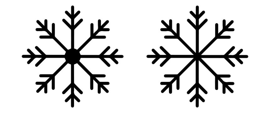 snowflake icon with geometric symmetry in blue outline and solid style representing winter season cold weather design element isolated png design.