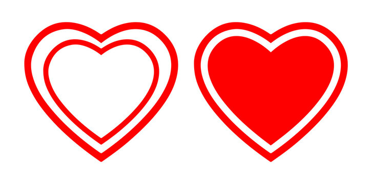 double heart love icon with outline and solid style in red color representing romance affection and valentine concept isolated png design.