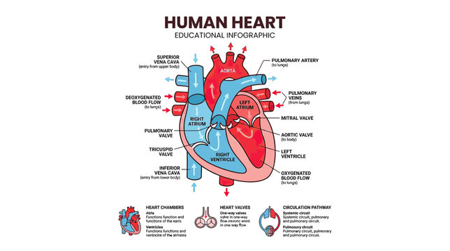 Human Heart Anatomy Educational Infographic