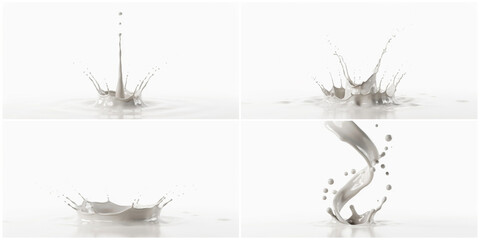 Naklejka premium Set of milk or cream splashes, cut out