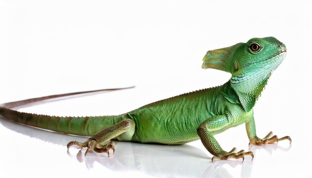 The Common Basilisk Isolated On White Background