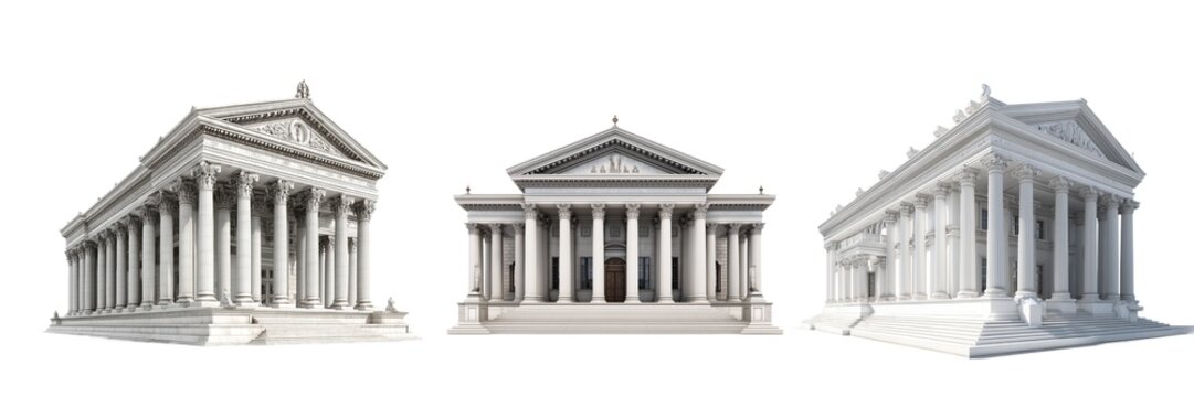 Classical Greek Roman Temple Columns Architecture Set. PNG. Generated AI