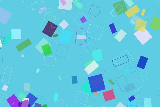 Colorful squares and rectangles on blue background