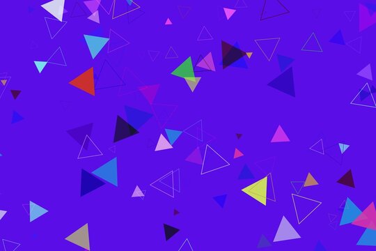 Colorful triangle shapes on a vibrant blue background