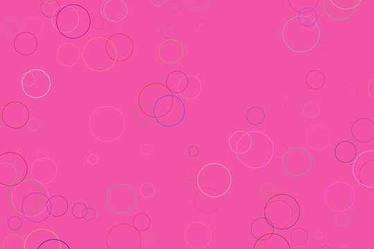 Pink background with colorful circle patterns and bubbles