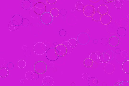 Pink background with colorful glowing circles and bubbles