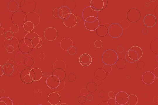 Red background with colorful circles and abstract pattern