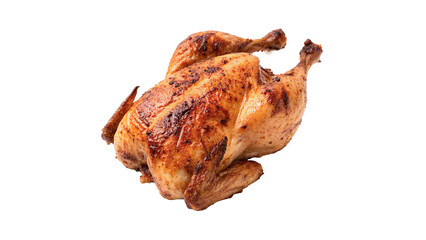 Whole roasted crispy golden chicken turkey holiday dinner main course isolated on transparent background cut out © Ivan
