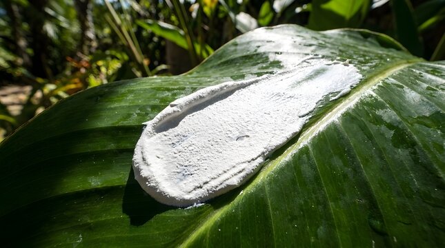 Large Green Leaf with White Leaf Miner Spore on Surface